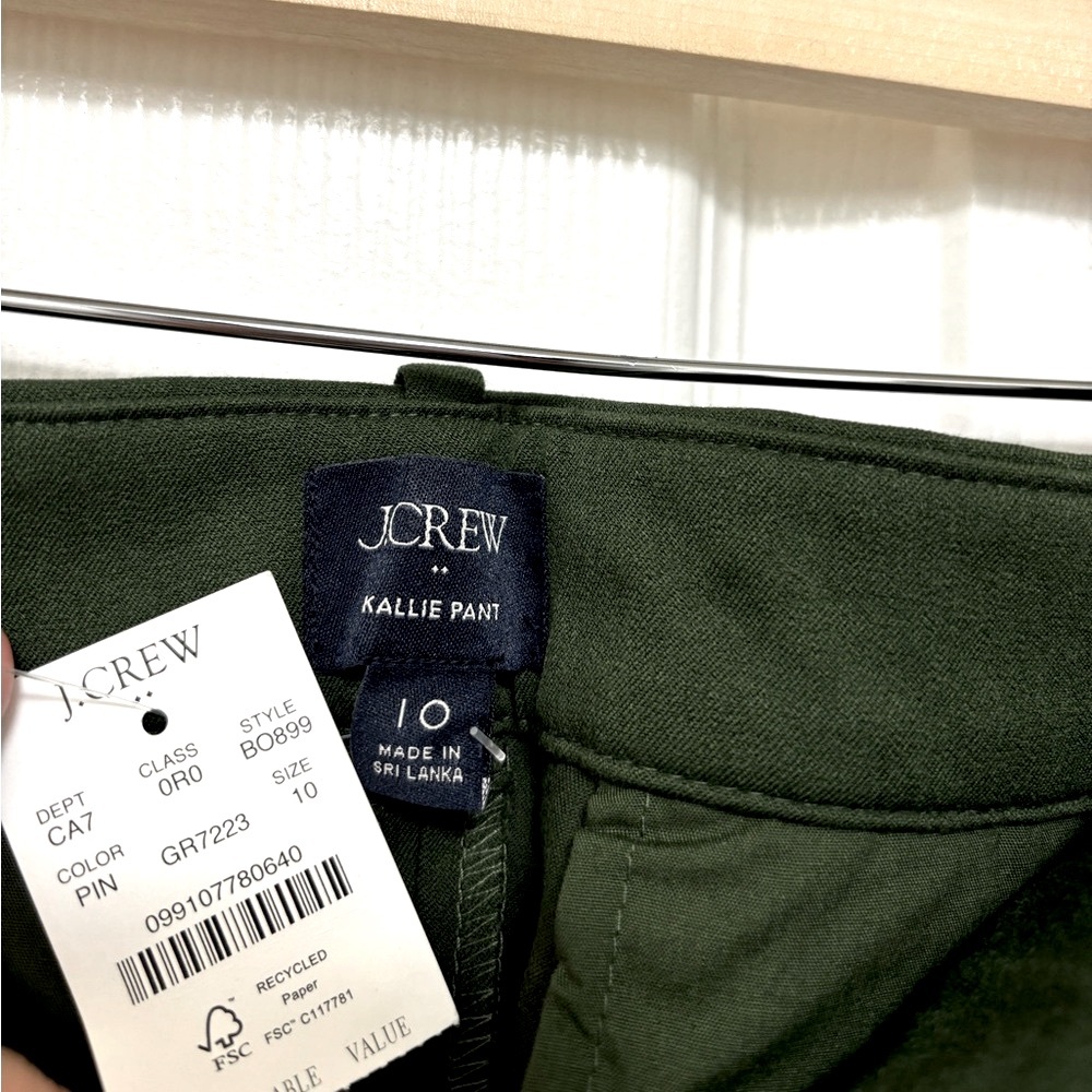 NWT J.Crew Kallie Straight Leg Pant in Green - Picture 9 of 10